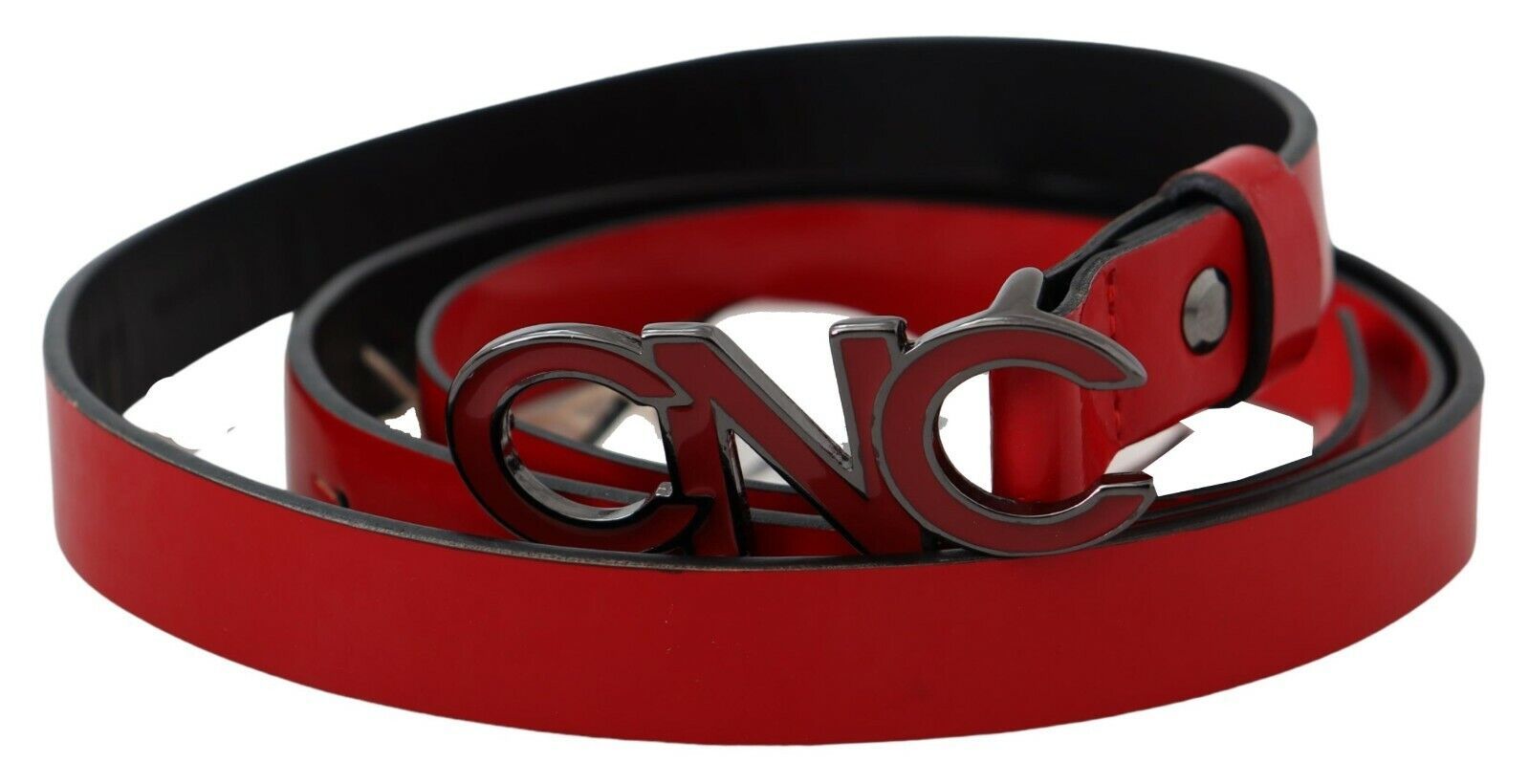 Ceinture réversible en cuir noir et rouge avec boucle logo Costume National