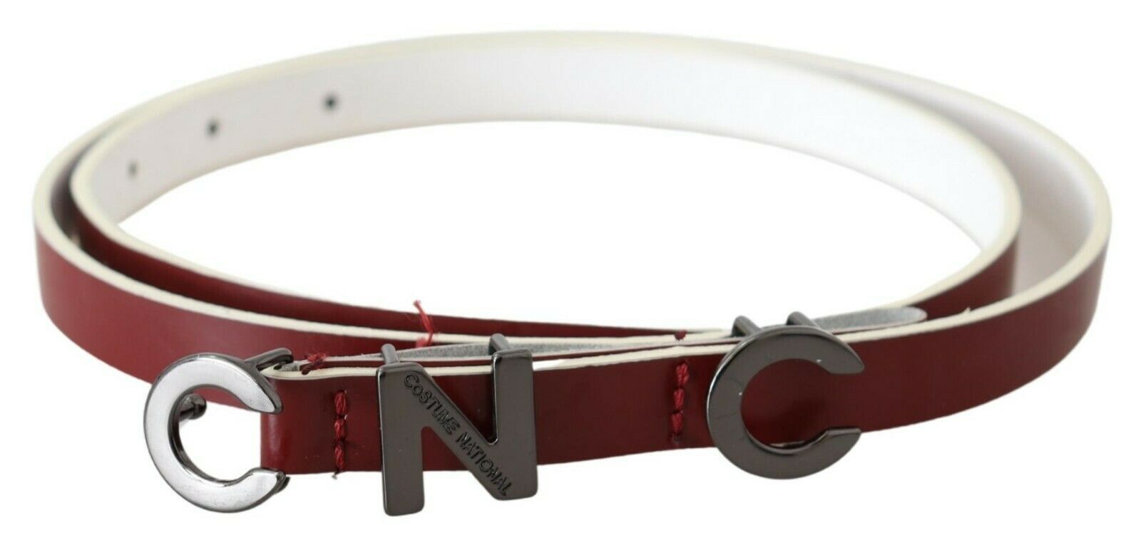 Costume National Maroon Cuir Logo Skinny Mode