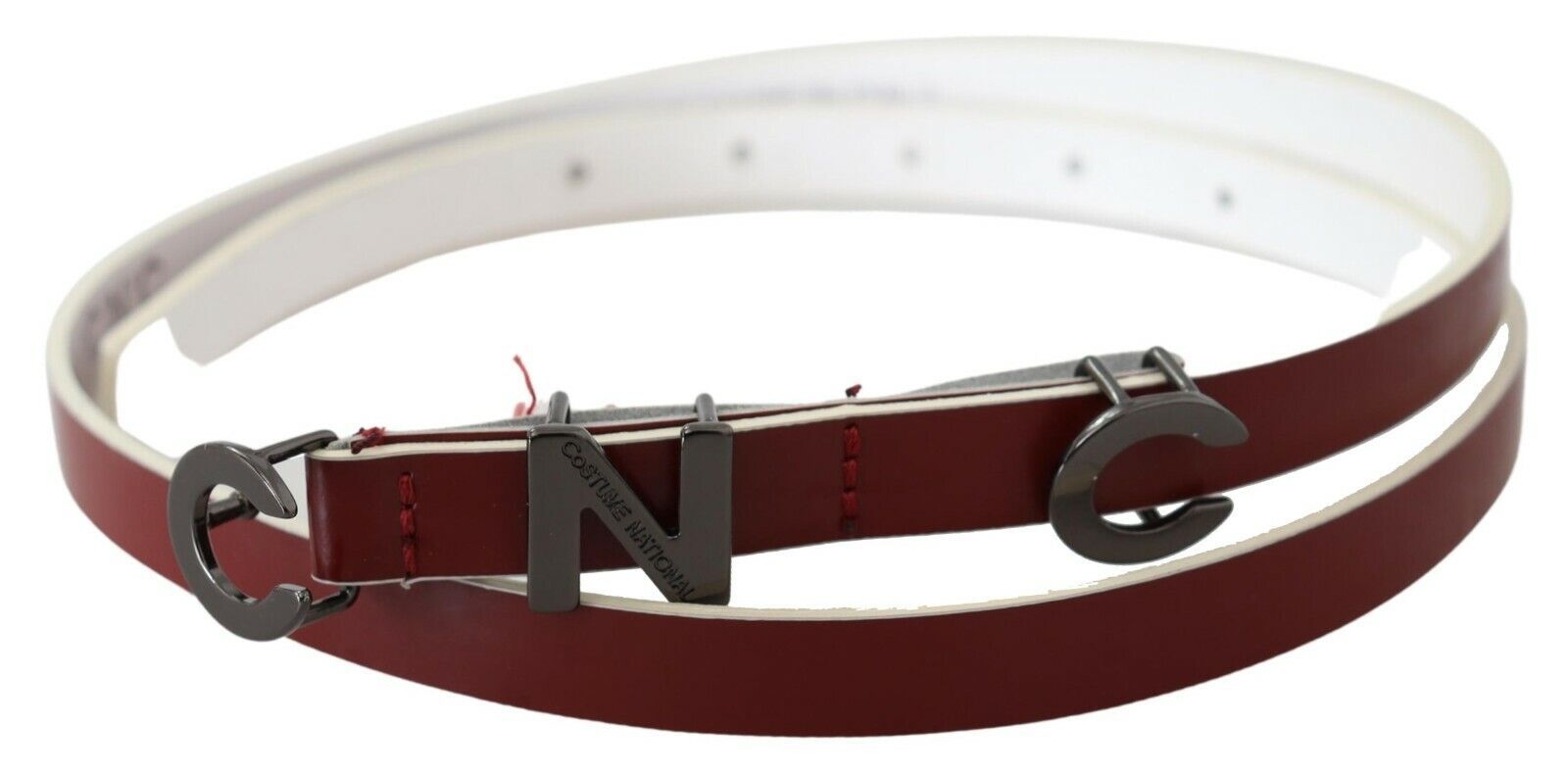Costume National Maroon Cuir Logo Skinny Mode