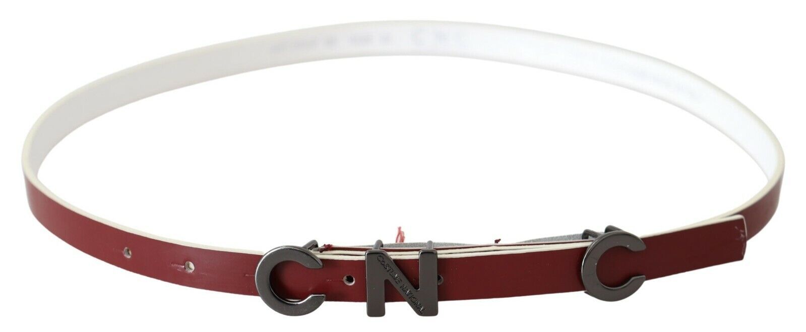Costume National Maroon Cuir Logo Skinny Mode