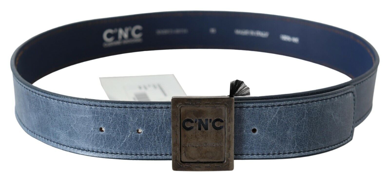 Ceinture à boucle logo en cuir bleu normal Costume National