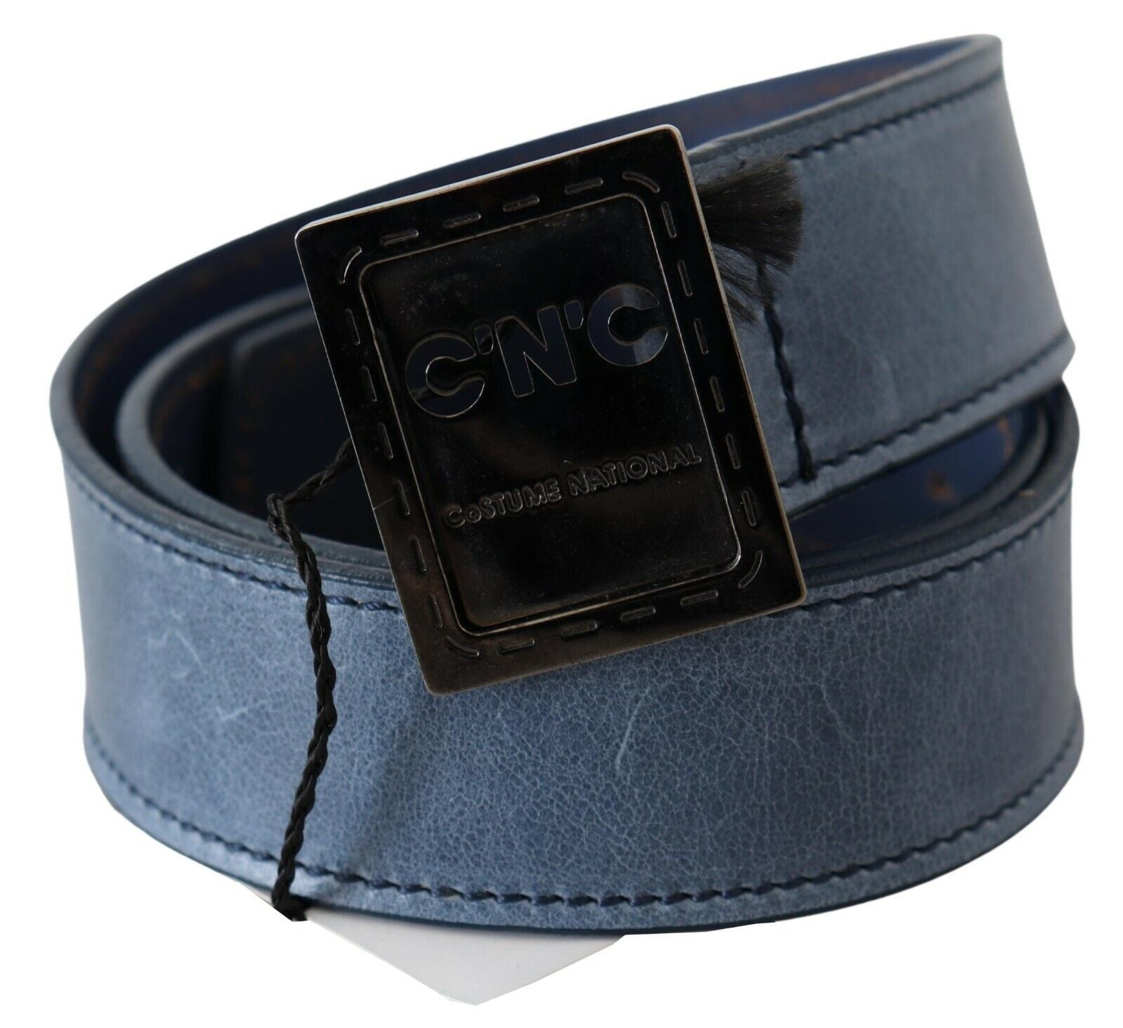 Ceinture à boucle logo en cuir bleu normal Costume National