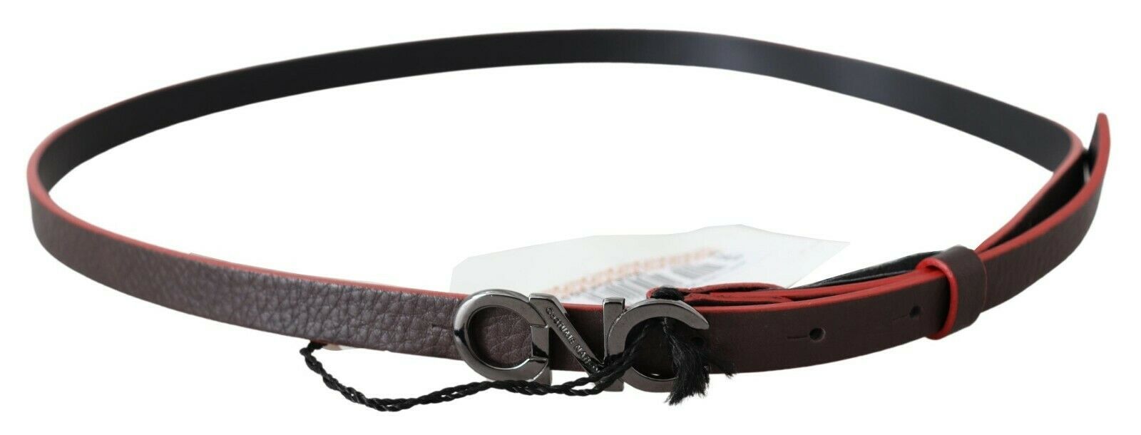 Ceinture de Costume National en cuir noir-marron, skinny, à boucle