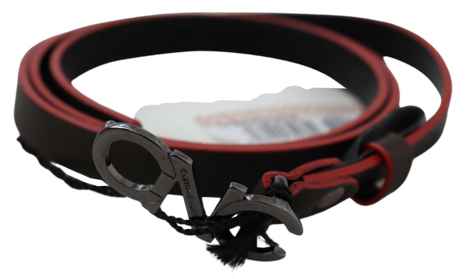 Ceinture de Costume National en cuir noir-marron, skinny, à boucle