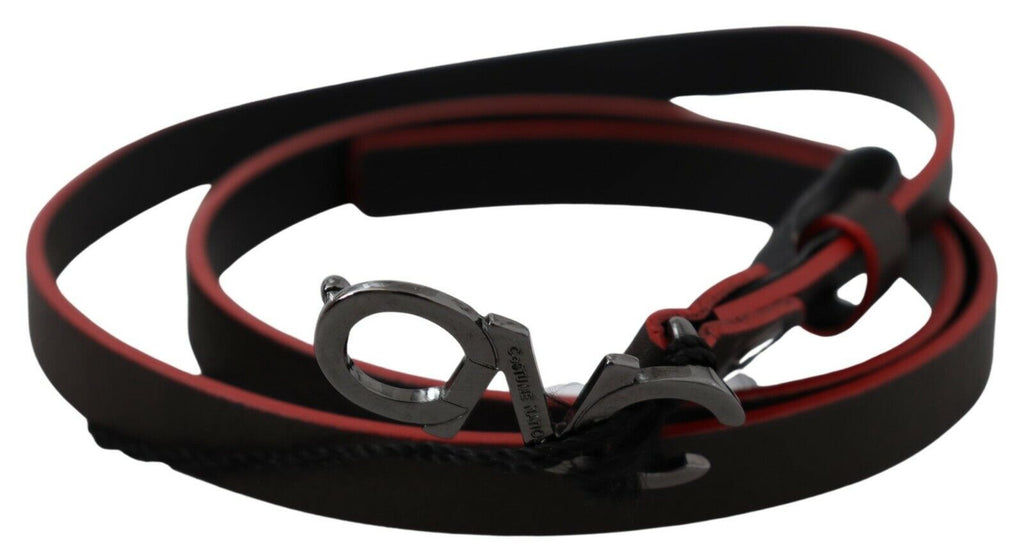 Ceinture de Costume National en cuir noir-marron, skinny, à boucle