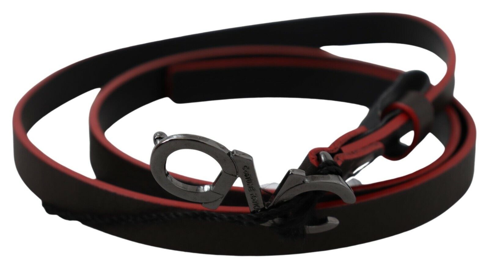 Ceinture de Costume National en cuir noir-marron, skinny, à boucle