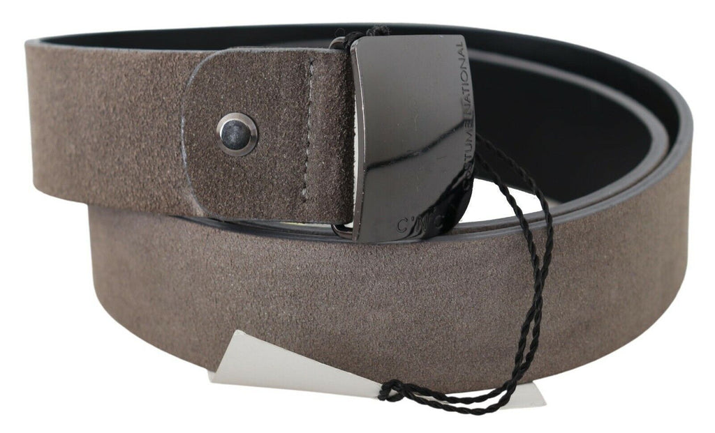 Ceinture Costume National en cuir marron avec boucle logo carrée