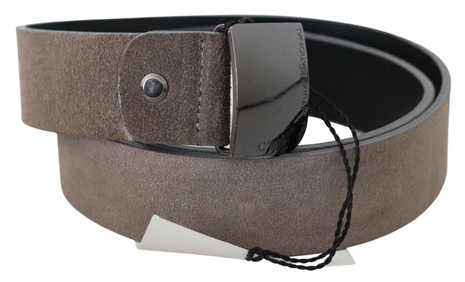 Ceinture Costume National en cuir marron avec boucle logo carrée