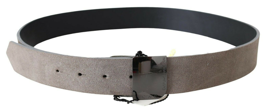 Ceinture Costume National en cuir marron avec boucle logo carrée