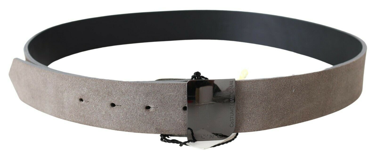 Ceinture Costume National en cuir marron avec boucle logo carrée