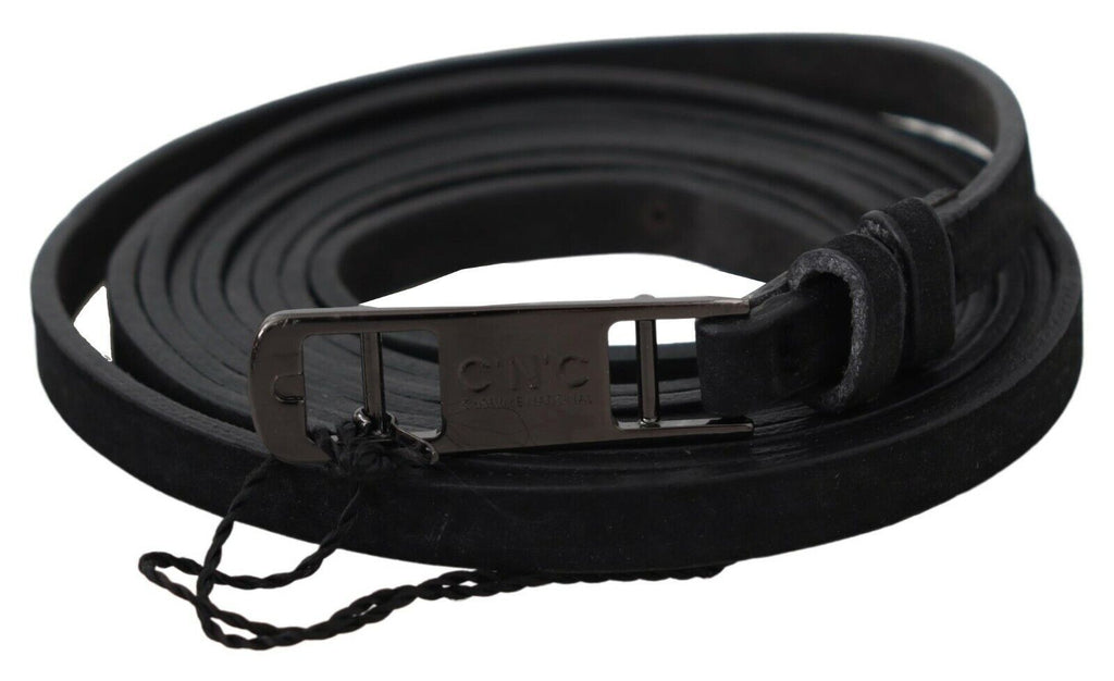 Ceinture Costume National en cuir noir avec boucle à logo