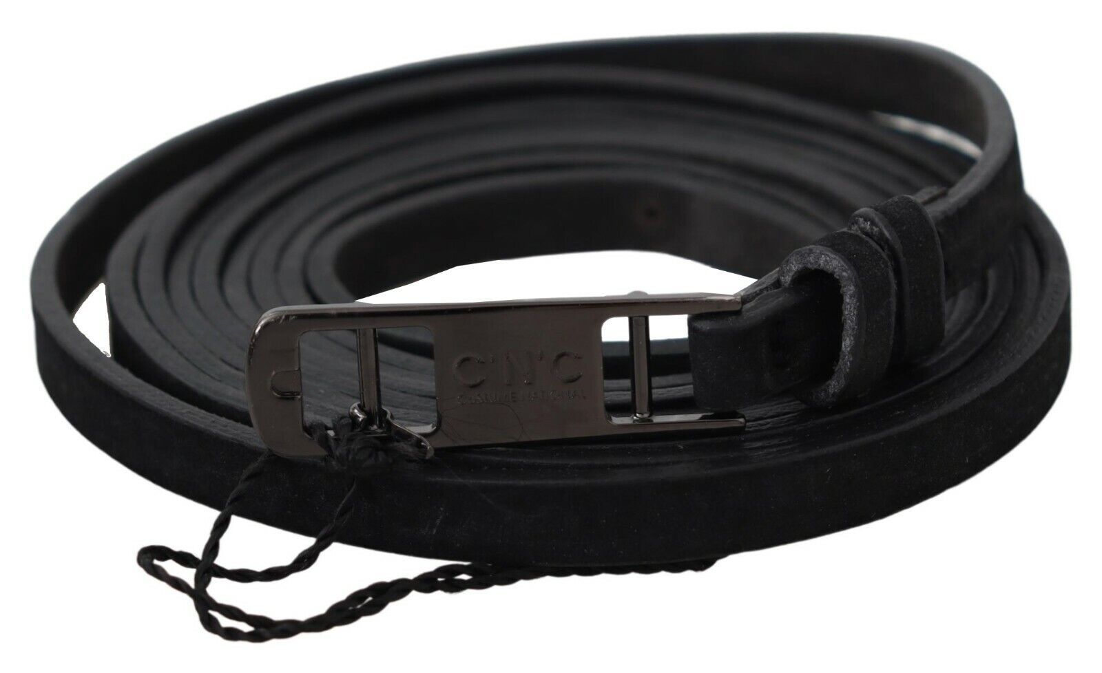 Ceinture Costume National en cuir noir avec boucle à logo