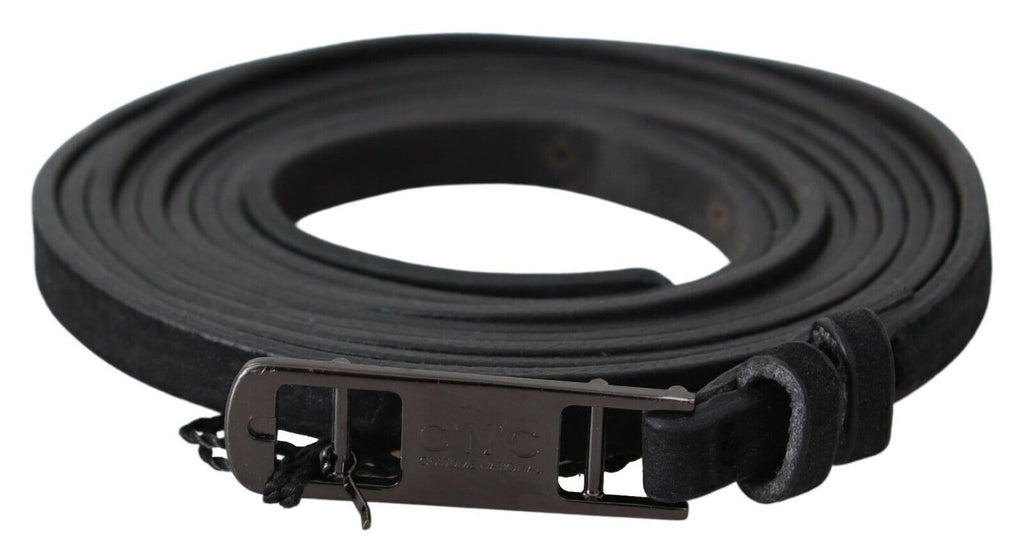 Ceinture Costume National en cuir noir avec boucle à logo