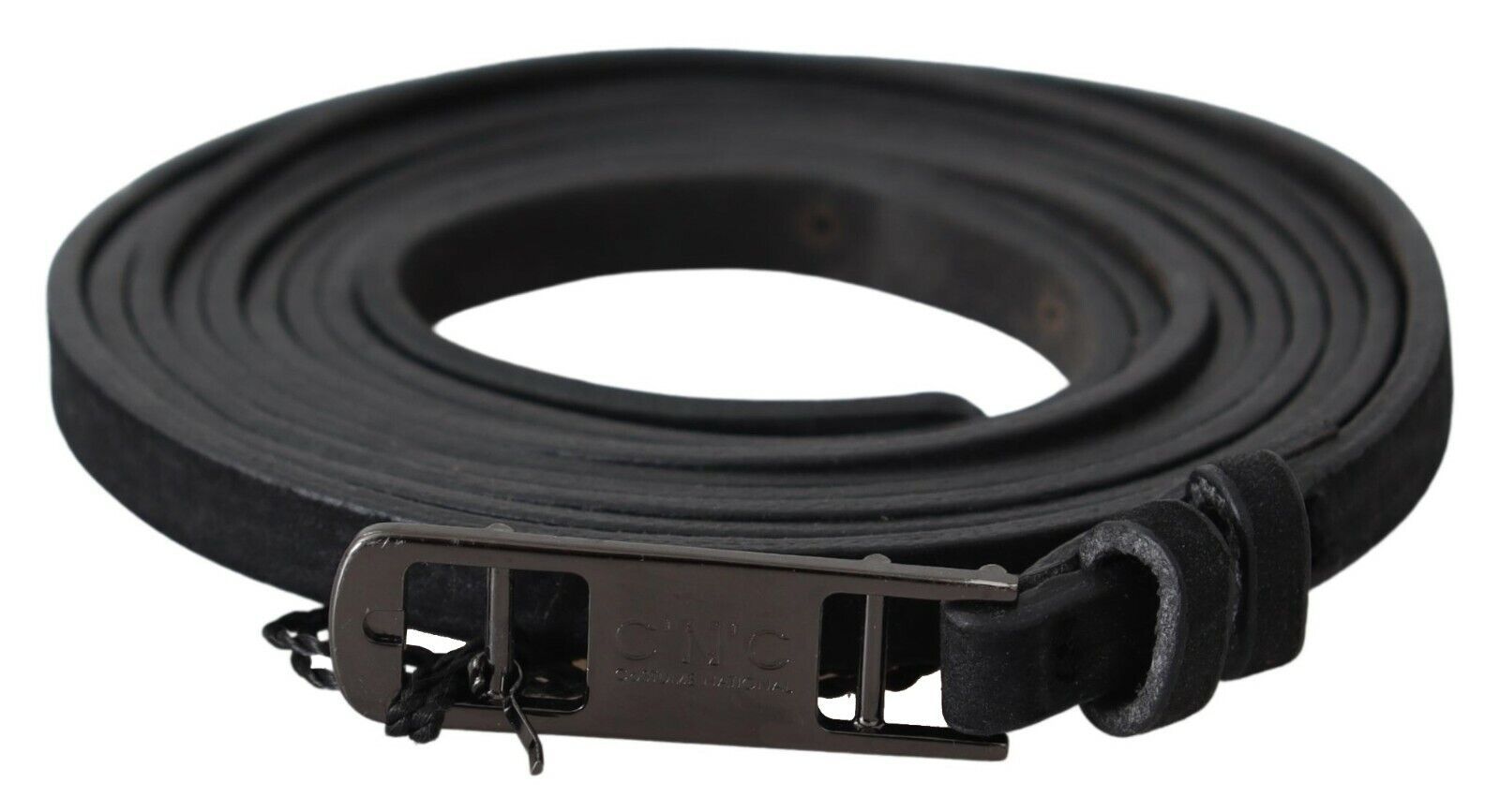 Ceinture Costume National en cuir noir avec boucle à logo