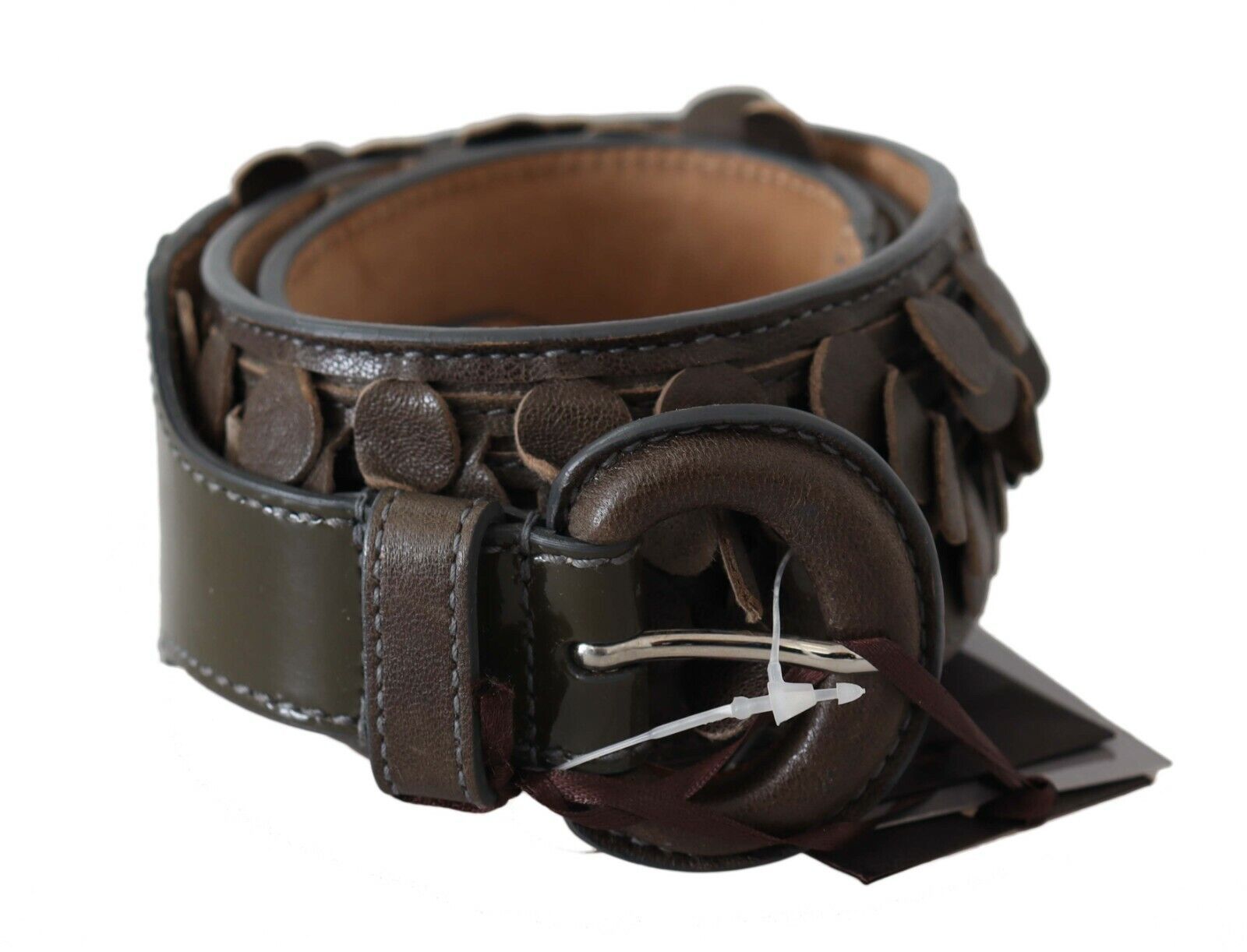 Ceinture Ermanno Scervino en cuir marron foncé avec boucle ronde