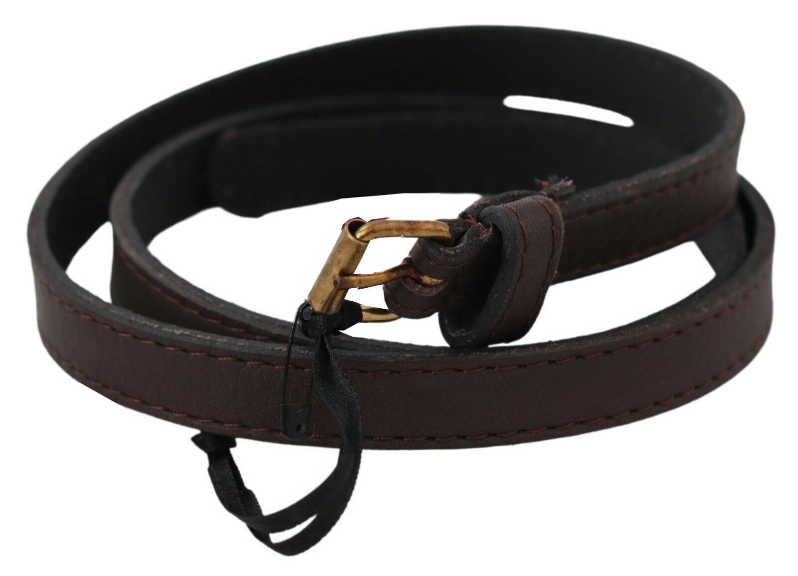 MILA SCHÖN Marron Cuir Véritable Skinny Tendance Foncé