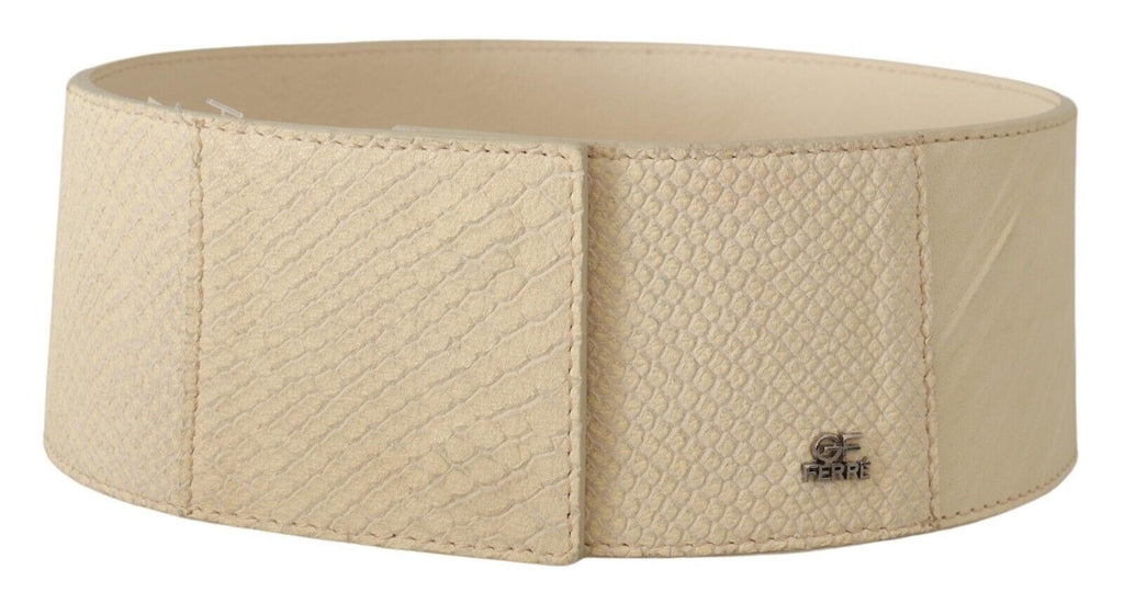 Ceinture large de mode GF Ferre en coton ciré blanc