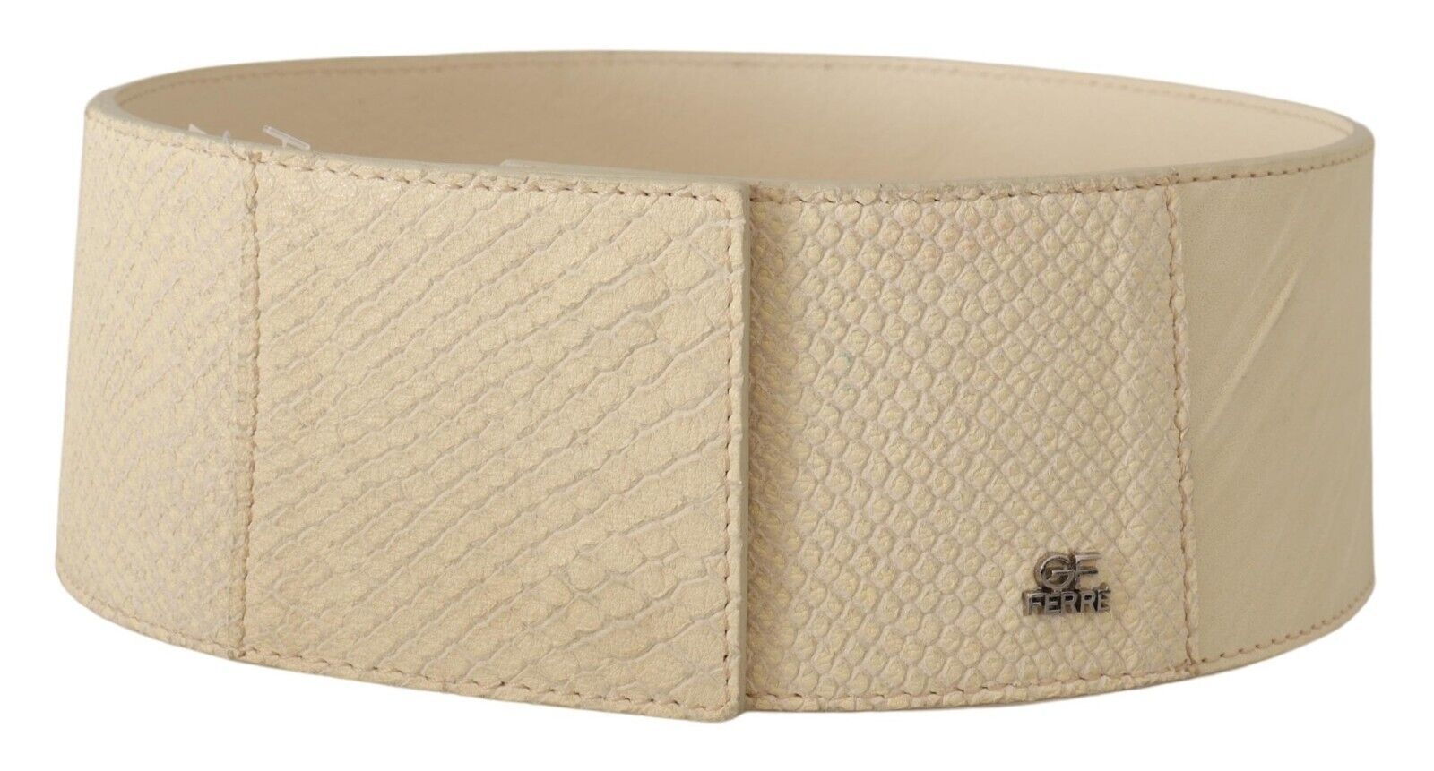 Ceinture large de mode GF Ferre en coton ciré blanc
