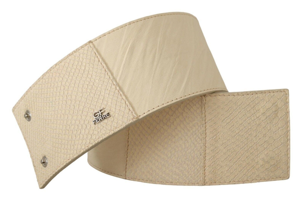 Ceinture large de mode GF Ferre en coton ciré blanc