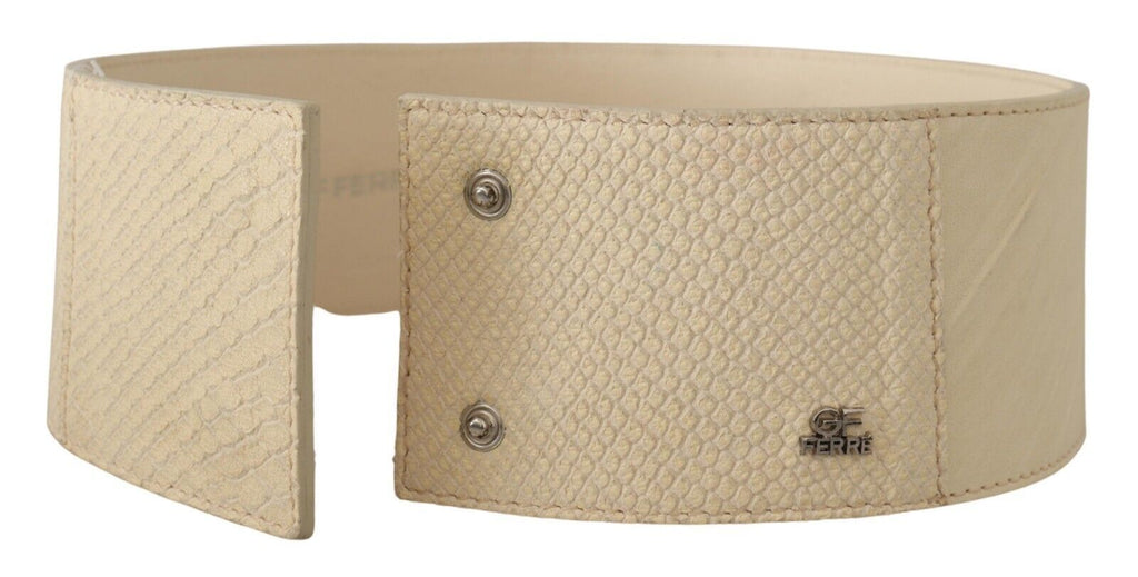Ceinture large de mode GF Ferre en coton ciré blanc