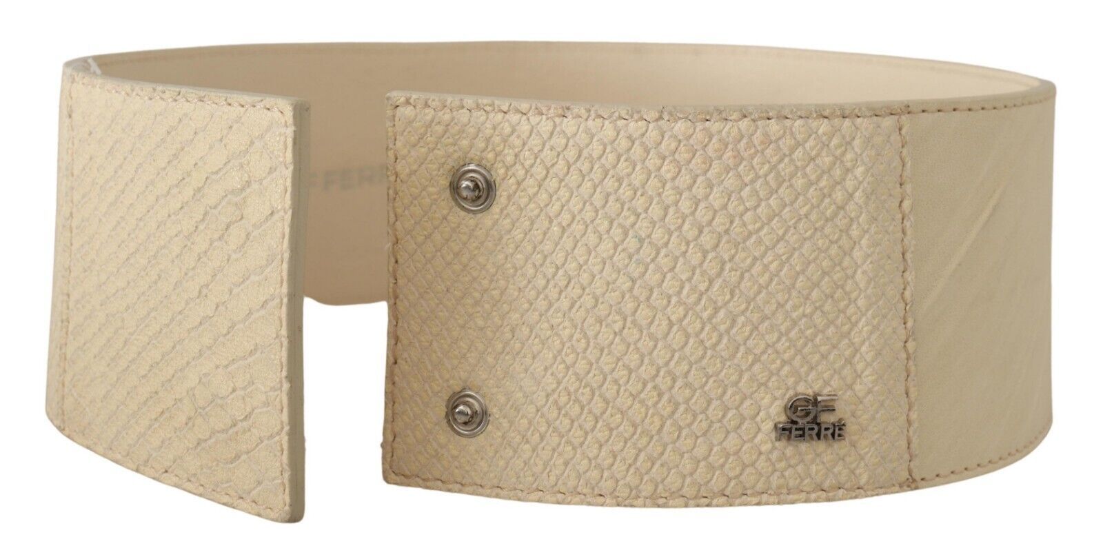 Ceinture large de mode GF Ferre en coton ciré blanc