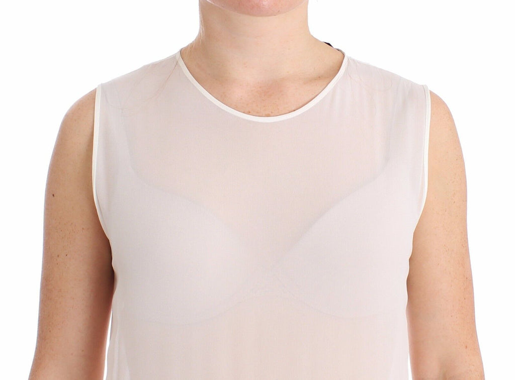 Koonhor Weißes, transparentes Tank-Etuikleid mit plissiertem Unterteil
