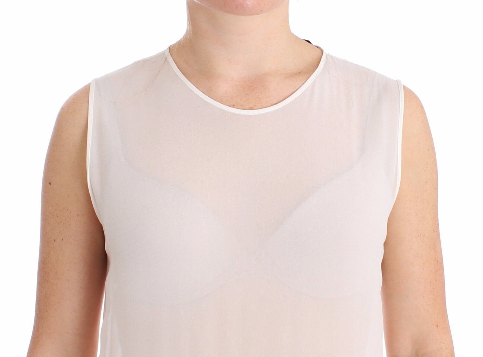 Koonhor Weißes, transparentes Tank-Etuikleid mit plissiertem Unterteil