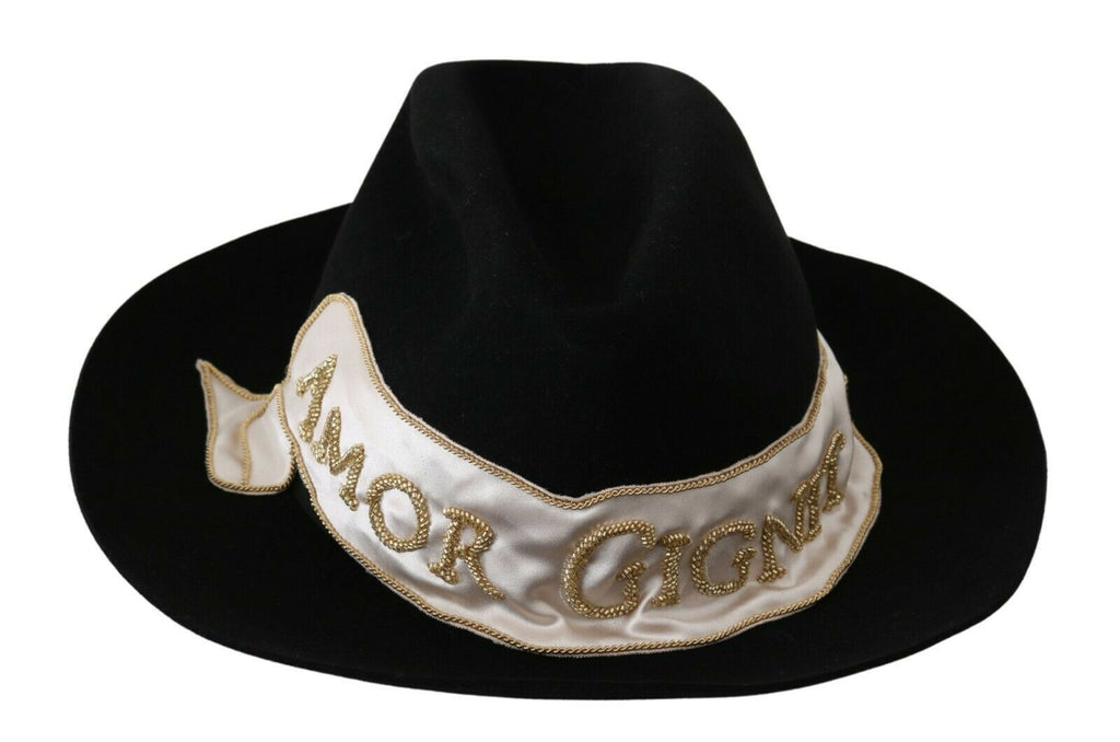 Chapeau Panama à larges bords Dolce & Gabbana en lapin noir Amor Gignit