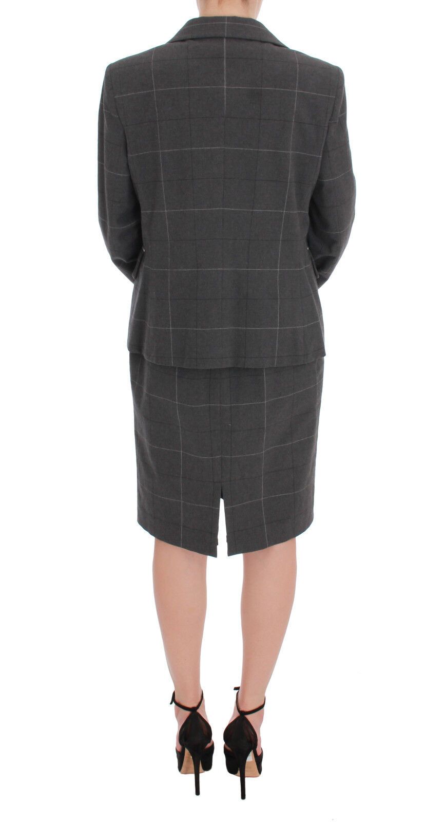 BENCIVENGA Ensemble Costume Robe Blazer en Coton à Carreaux Gris