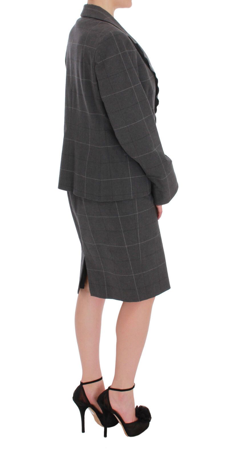 BENCIVENGA Ensemble Costume Robe Blazer en Coton à Carreaux Gris