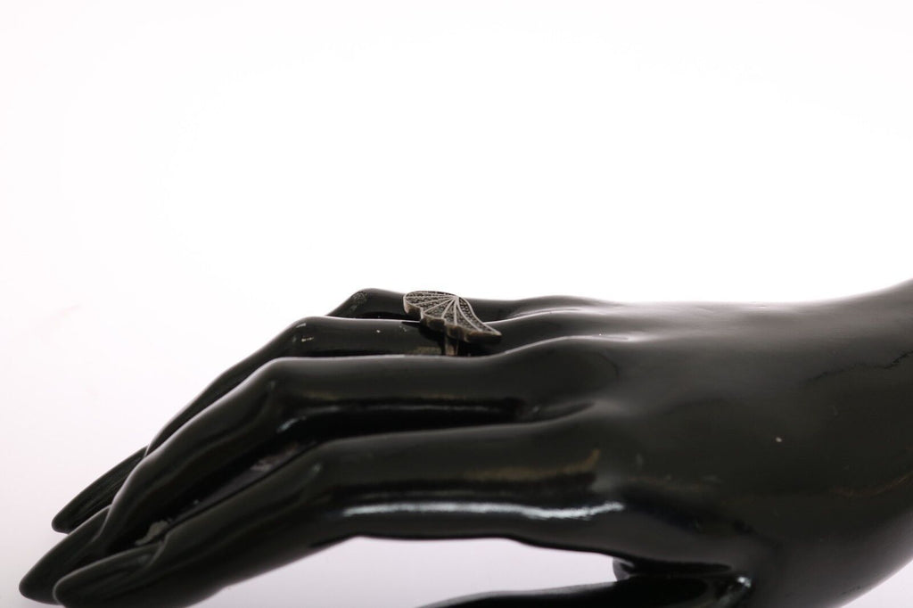 Nialaya Silber Damenring mit schwarzen Zirkonia-Steinen, Rhodium 925