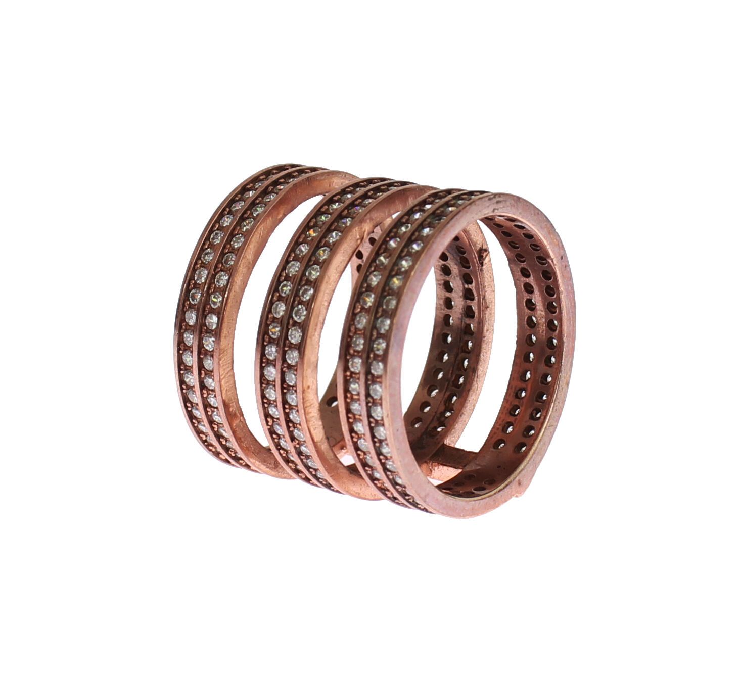 Nialaya Gold 925 Silber Klarer CZ Rosa Ring