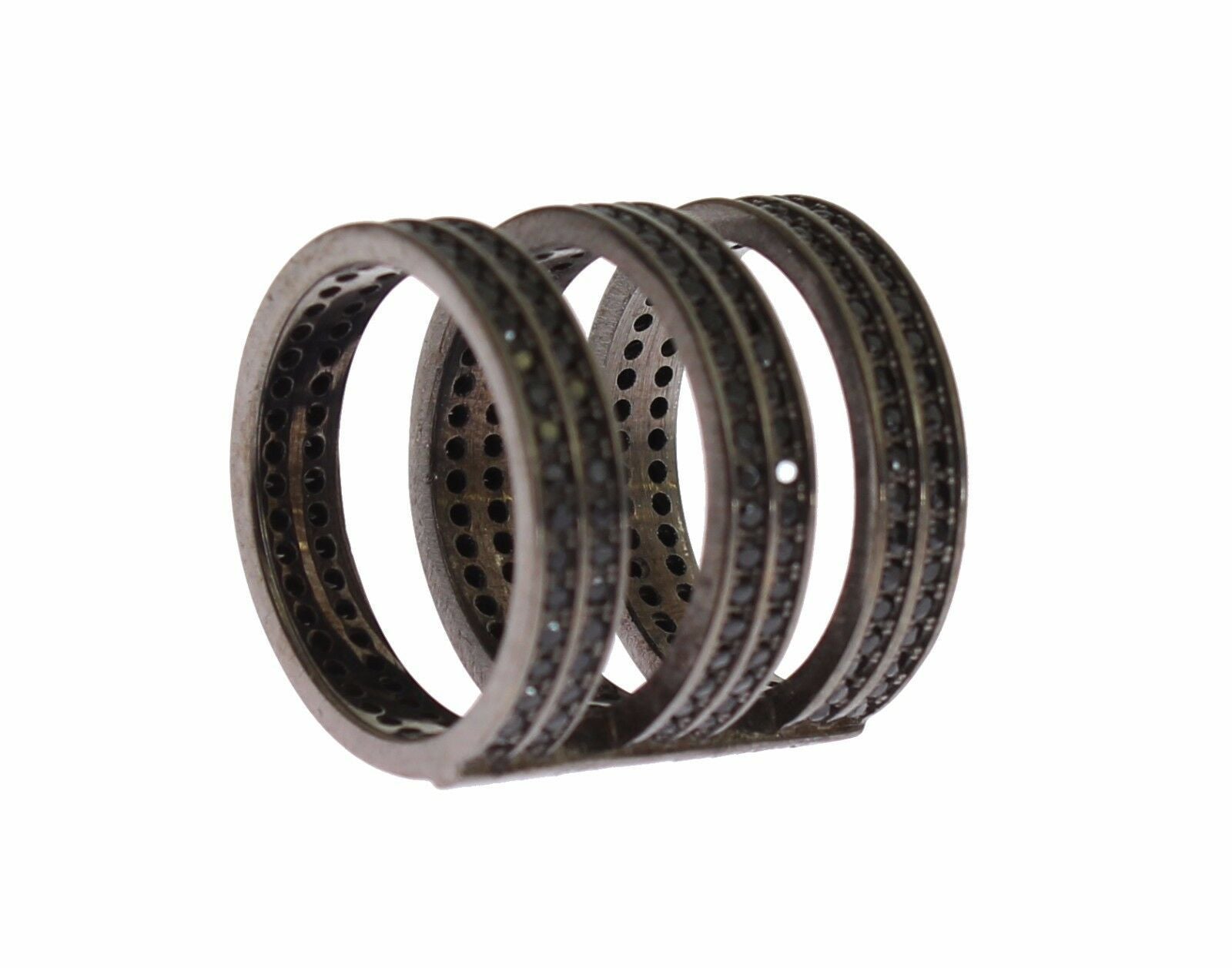 Nialaya Ring aus rhodiniertem 925er Silber mit schwarzen Zirkoniasteinen