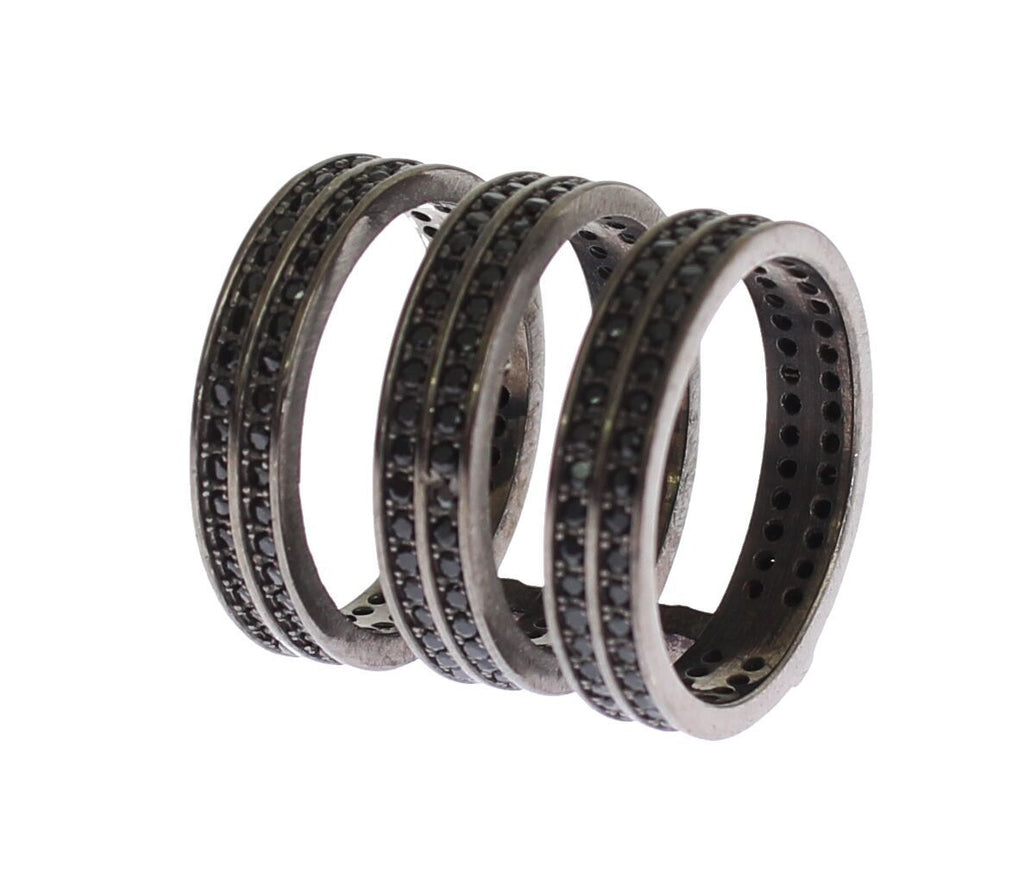 Nialaya Ring aus rhodiniertem 925er Silber mit schwarzen Zirkoniasteinen