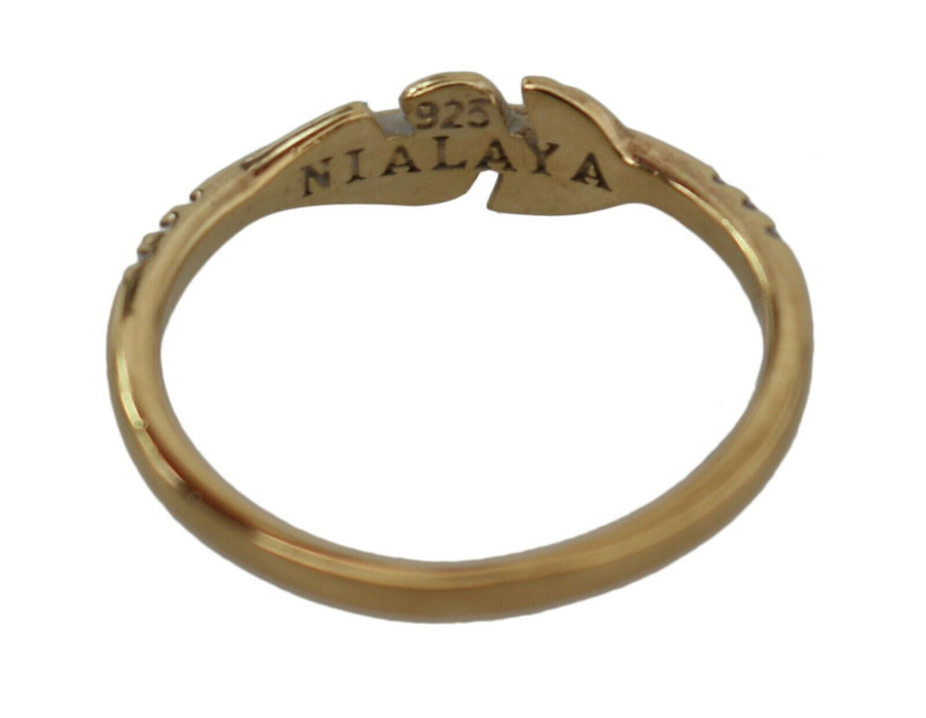Nialaya Goldfeder Clear CZ 925 Silber Damen