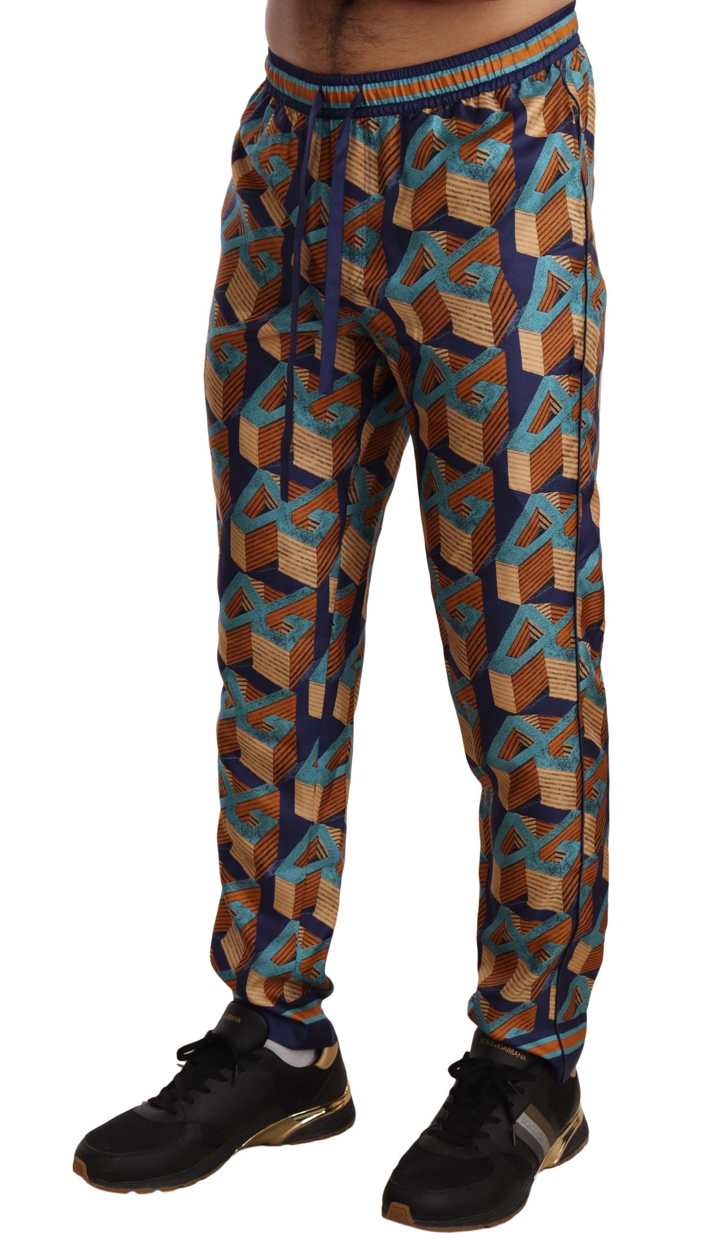 Pantalon de jogging en soie à motif multicolore Dolce & Gabbana