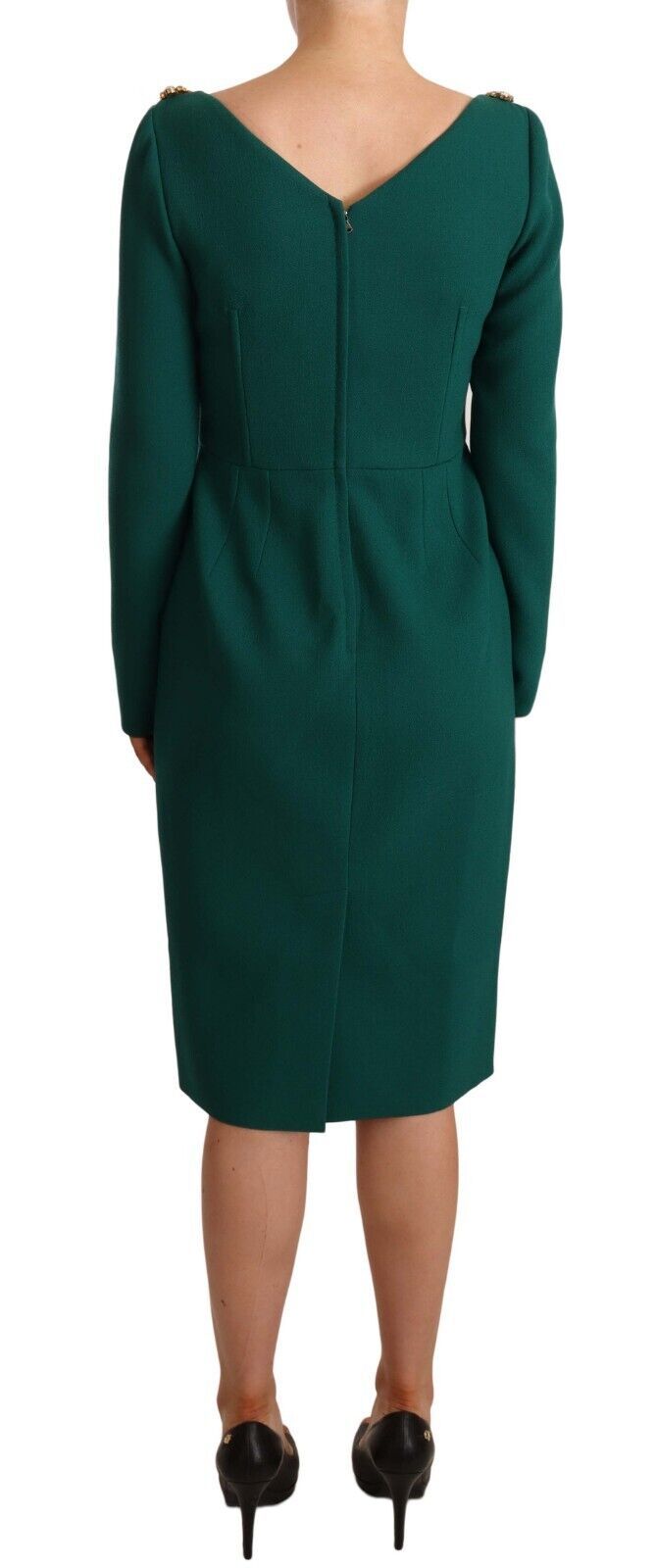 Robe midi Dolce & Gabbana en crêpe stretch vert ornée de cristaux