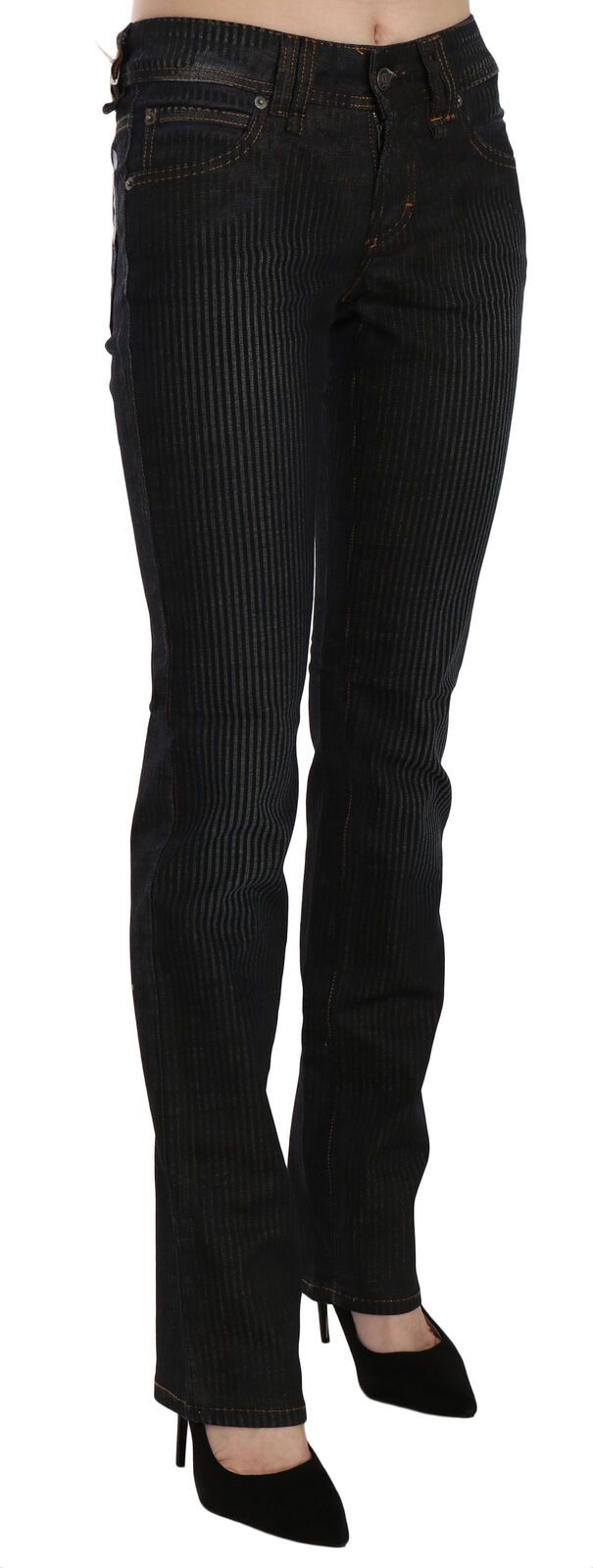 John Galliano – Schwarze, schmal geschnittene Cord-Jeanshose mit mittlerer Taille