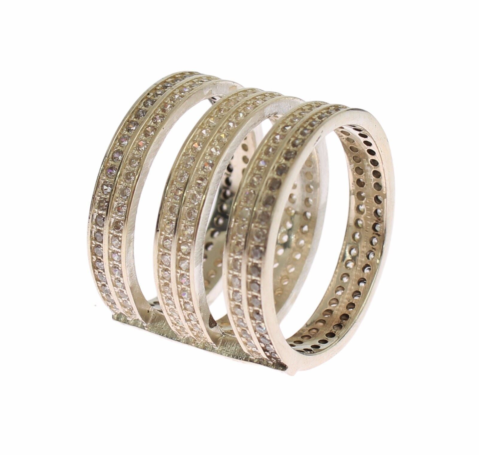 Nialaya Authentischer Damenring aus 925er Sterlingsilber mit klarem Zirkonia