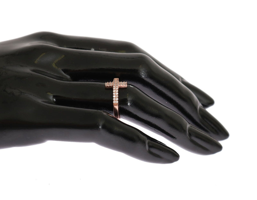 Nialaya Damen-Ring, Rotgold, 925er Silber, Kreuz, Zirkonia