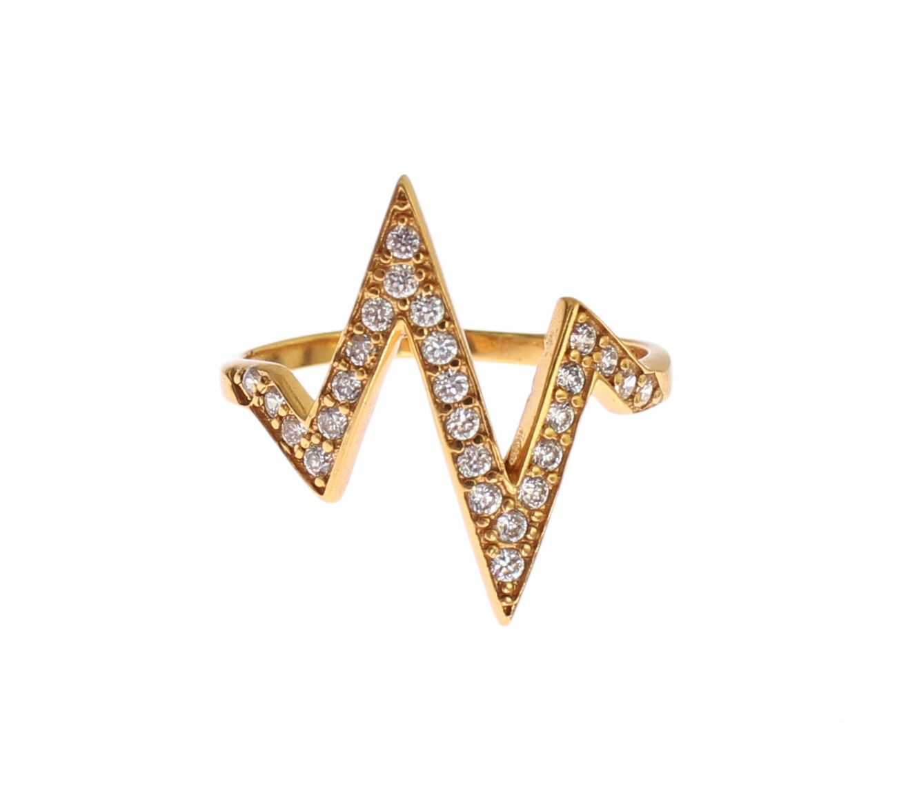Nialaya Gold 925 Silber Damen Ring mit klarem Zirkonia 18 Karat