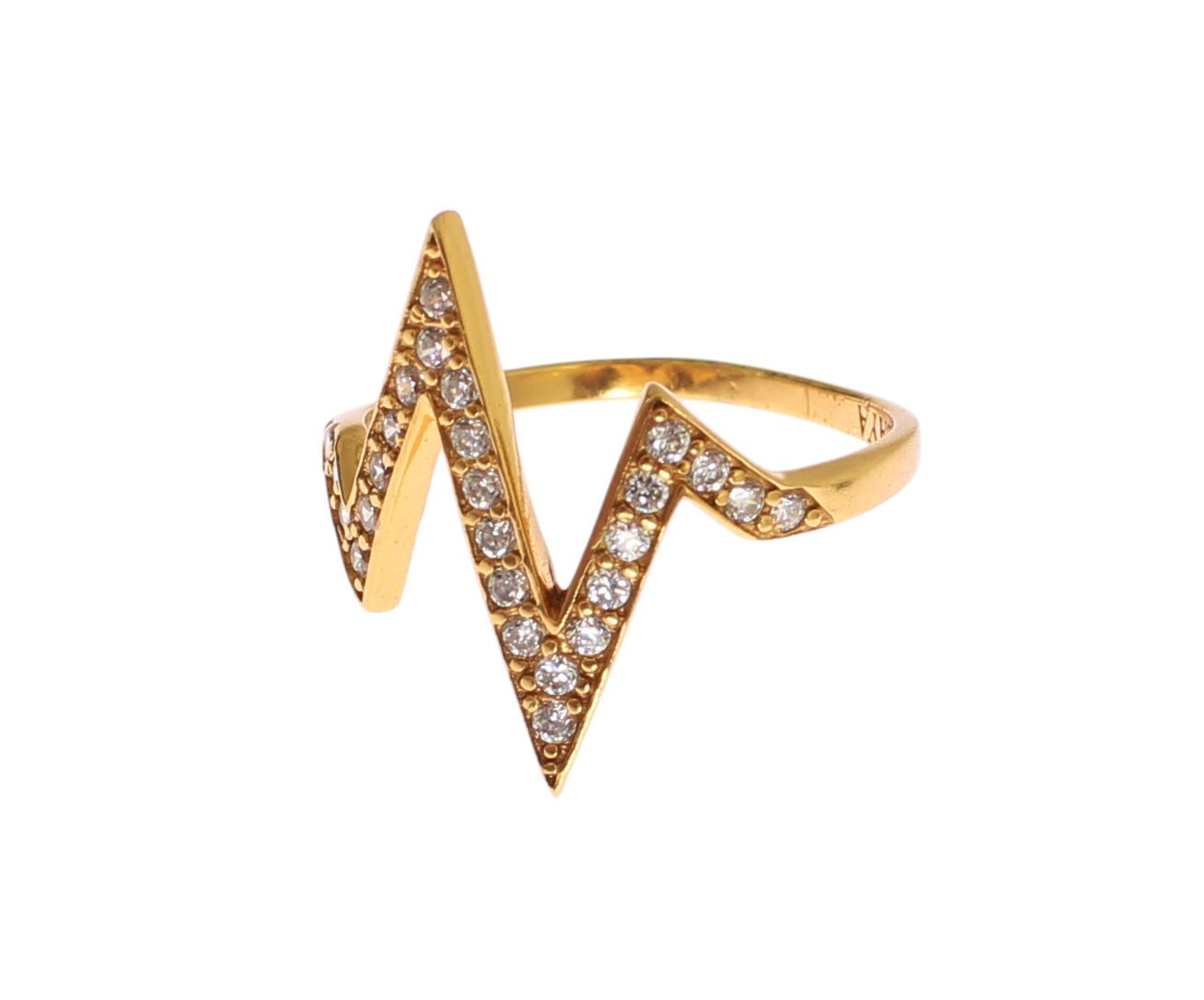 Nialaya Gold 925 Silber Damen Ring mit klarem Zirkonia 18 Karat