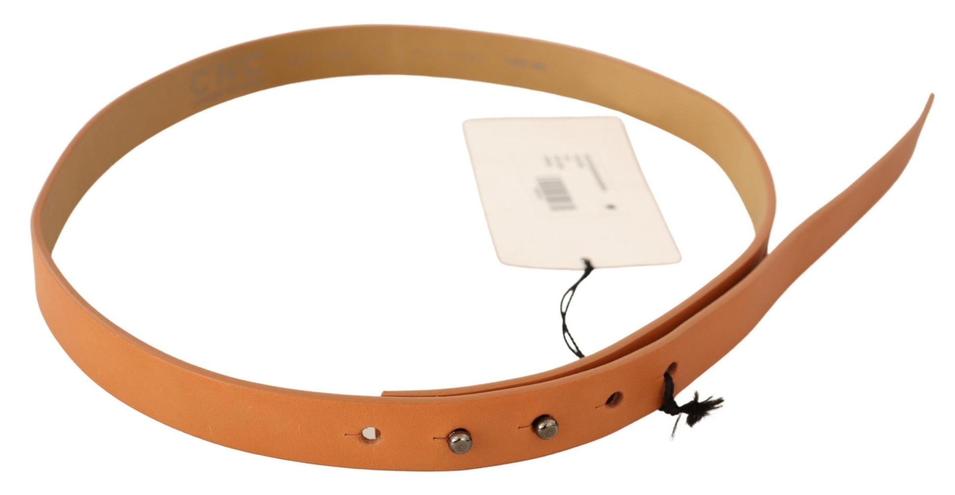 Ceinture Costume National en cuir orange avec fermeture argentée