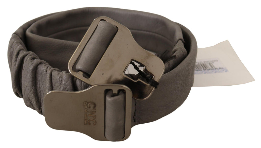 Ceinture en cuir gris et boucle argentée Costume National