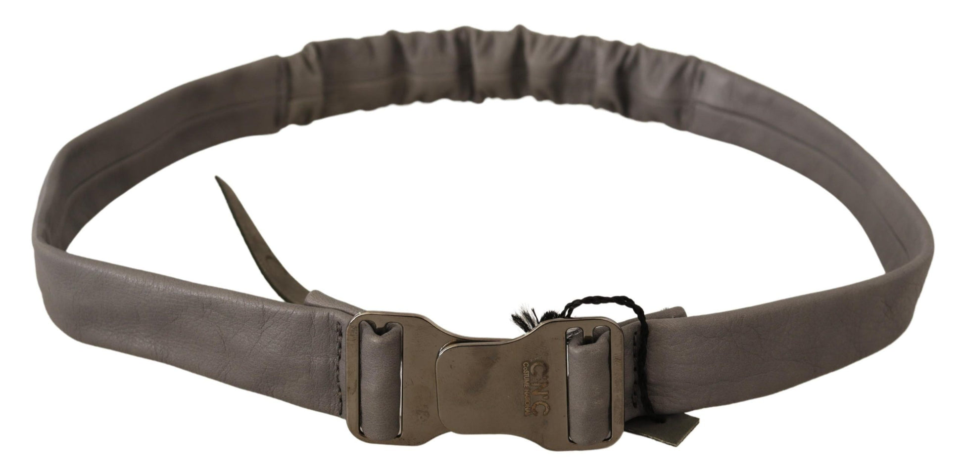 Ceinture en cuir gris et boucle argentée Costume National