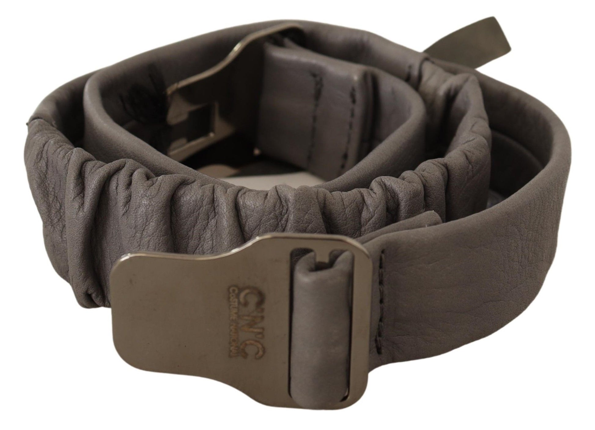 Ceinture en cuir gris et boucle argentée Costume National