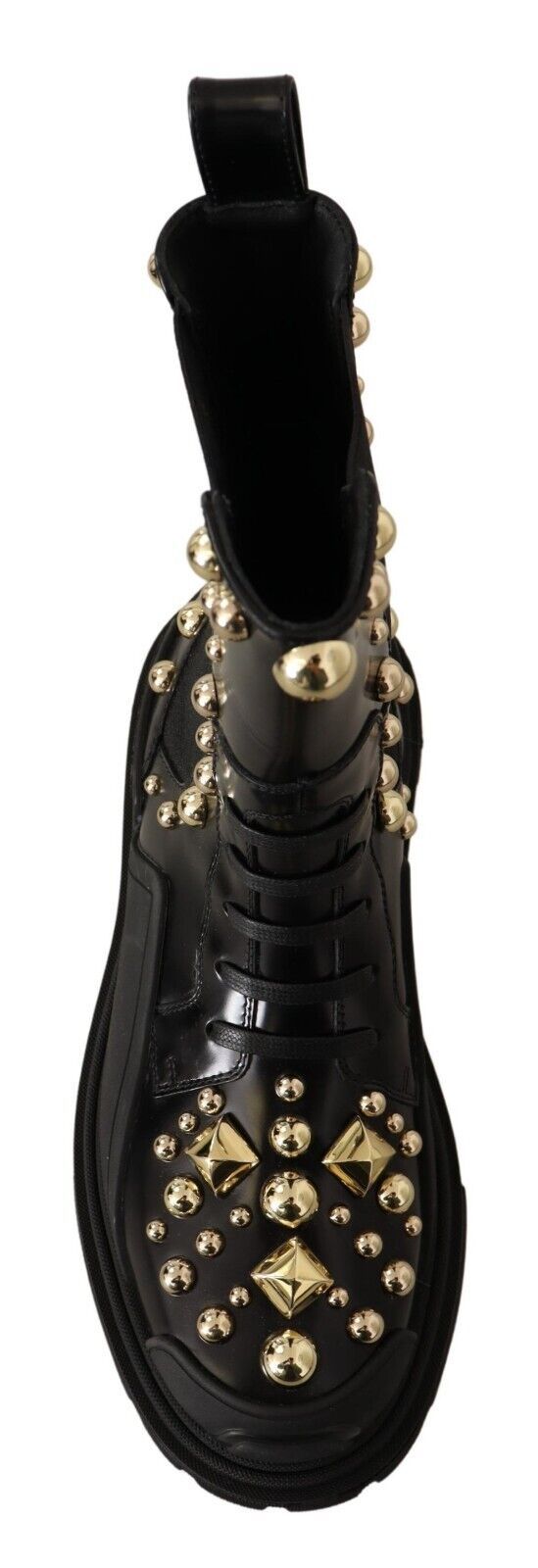 Bottes de combat cloutées en cuir noir Dolce & Gabbana