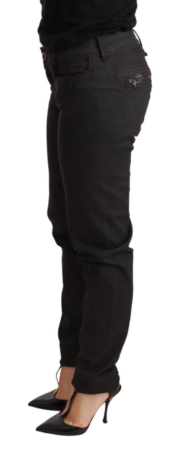 Jean en coton Ermanno Scervino noir coupe slim taille basse