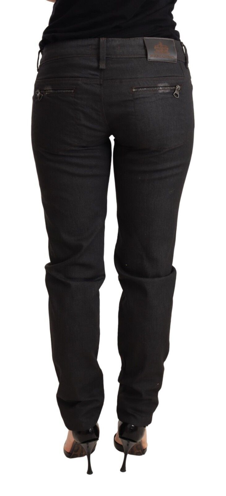 Jean en coton Ermanno Scervino noir coupe slim taille basse