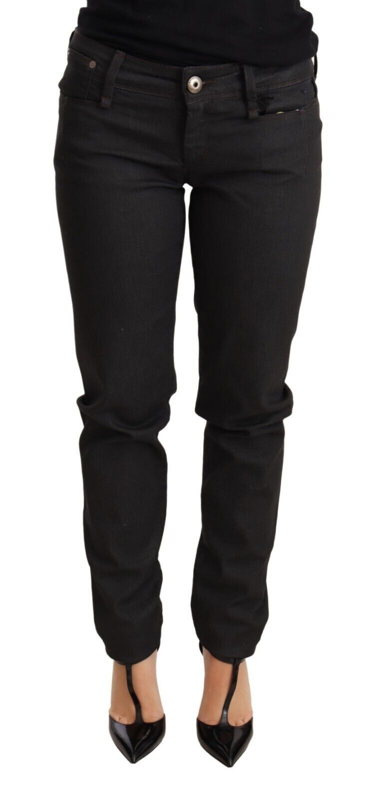 Jean en coton Ermanno Scervino noir coupe slim taille basse